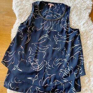 Juicy Couture sleeveless pattern layered embellished blouse womens size small S
